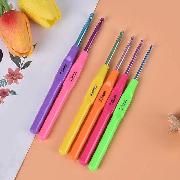 6pcs/set Multifunctional Plastic Handle Aluminum Crochet