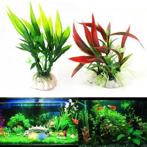 1/2/3PCS Artificial Underwater Plants Green Red Water Grass
