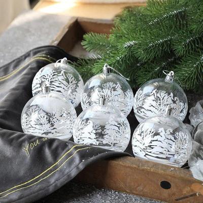 6pcs Transparent White Snow Ball Christmas Balls Pendant Xma