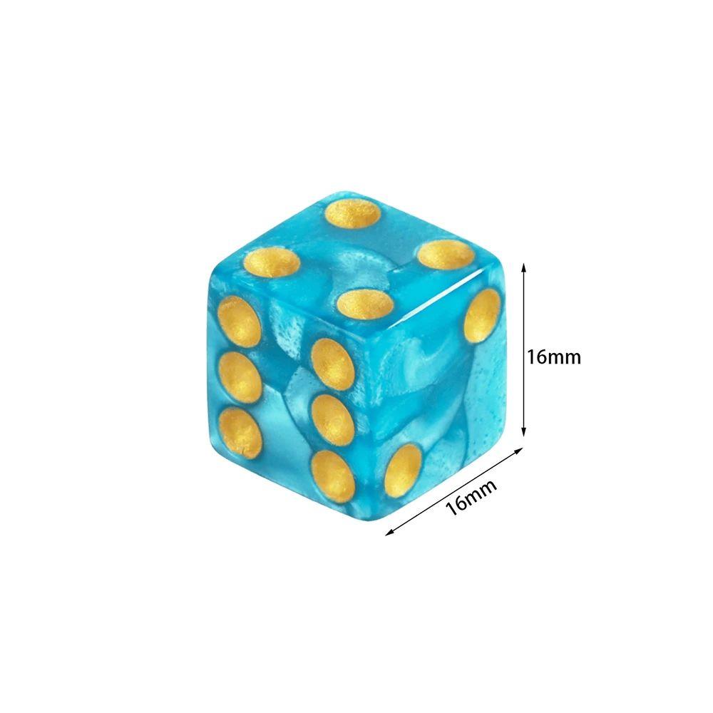 6-Sided Game Dice 16mm Marble Acrylic D6 Dice Set for DND, R