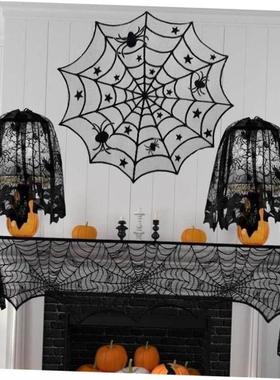 Halloween Table Runner Lace Spider Web Tablecloth Black