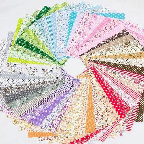 7Pcs Printed Cotton Fabric Patchwork Floral Pattern Fabric