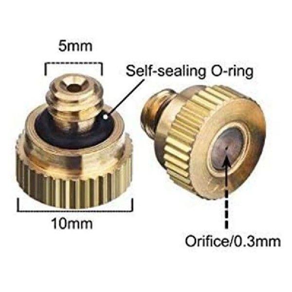 20 Pack Brass Misting Nozzles Tees, Dust Control Mist