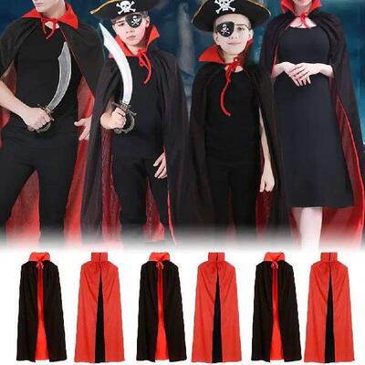 Vampire Cloak Cape Stand-up Collar Cap Red Black Reversible