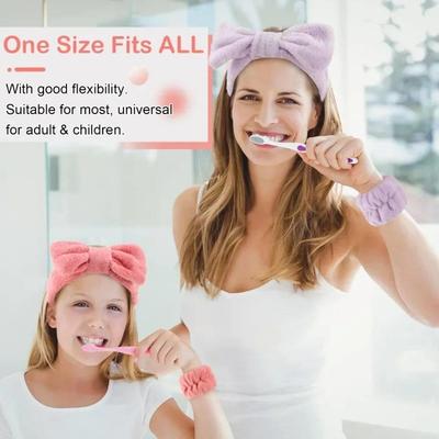 3Pcs Spa Headband Wristband for Washing Face Microfiber Make
