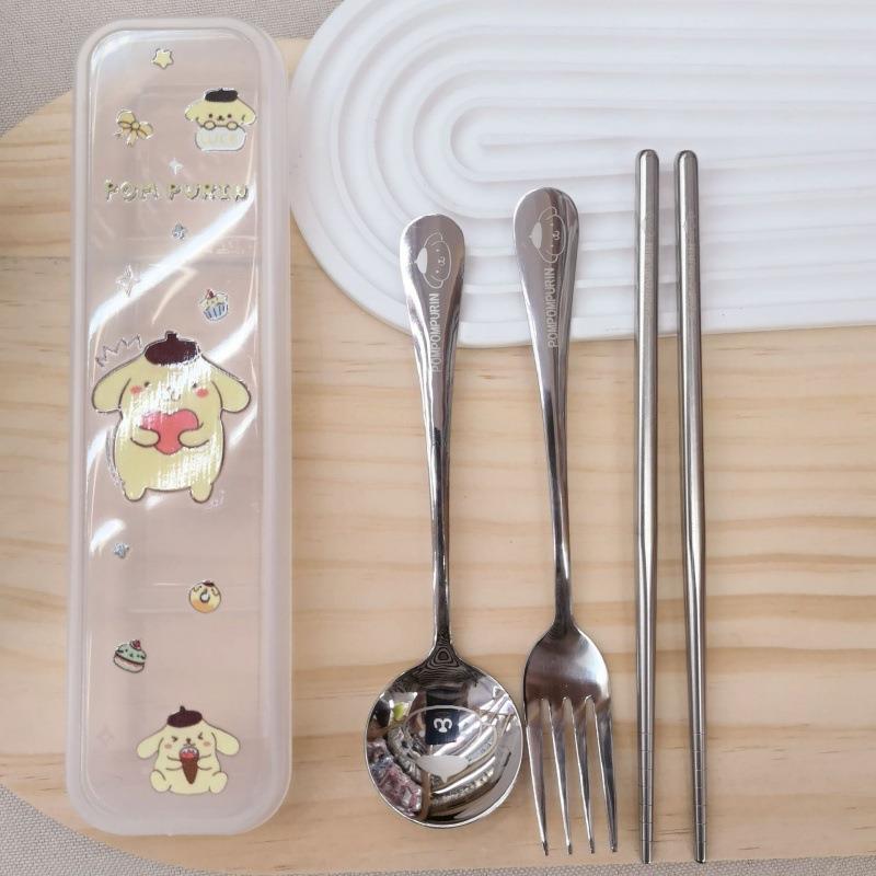 Kuromi cutlery stainless steel Sanrio fork chopsticks spoon