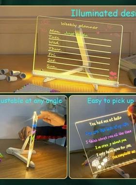 Acrylic Clear Light Up Drawing Board,Glow Memo LED Rewritabl