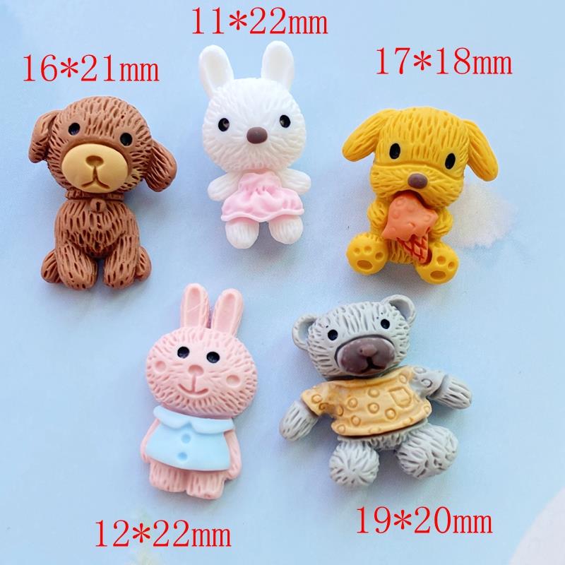 20Pcs Mixed Mini Cute Cartoon Animals Flat Back Resin Caboc