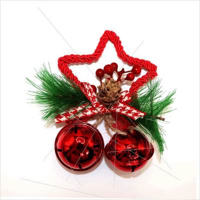Christmas Pentacle bell pendant diy bow bell pendant圣诞