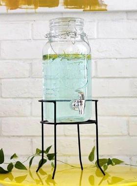 Metal Wire Stand Glass Glasses Jar With Spigot Drink