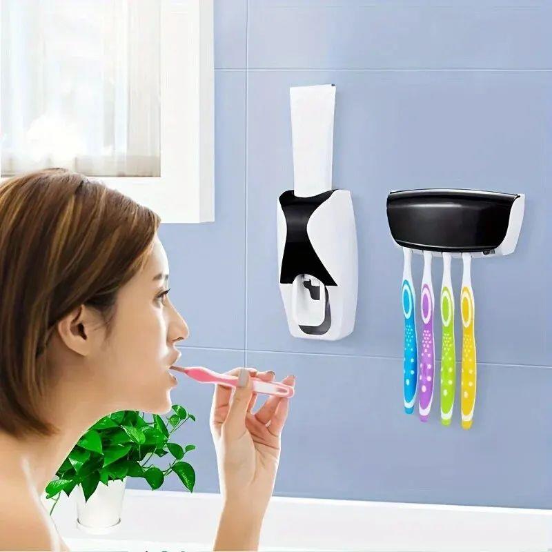 1Set Toothbrush Holder With Automatic Toothpaste Dispenser W