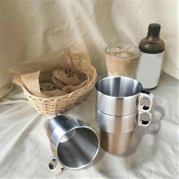 Stainless Steel Water Cup, Double Layer Coffee Cup,