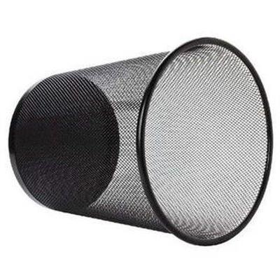 black simple trash can metal net surface waste basket withou