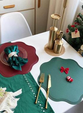 Imitation leather placemat Christmas red green plate mat