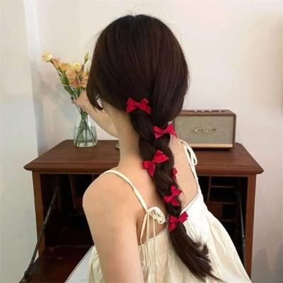 2Pcs Sweet Bowknot Hair Clips Ballet Ribbon Bow Hairp Bang C