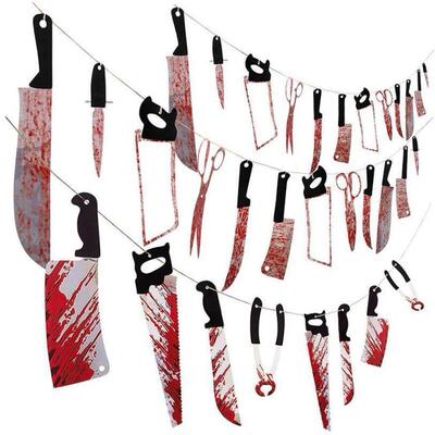 Halloween decorations pull flags blood knife skewers万圣装饰