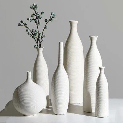 Modern Simple White Ceramic Vase Decoration Dry Flower