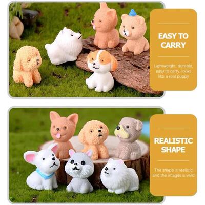 12PCS Mini Resin Dog Miniature Figurines Terrarium Crafts Re
