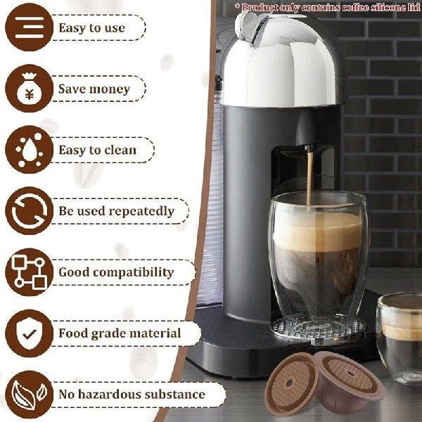 2Pcs Reusable Coffee Capsule Lids For Nespresso, Refillable