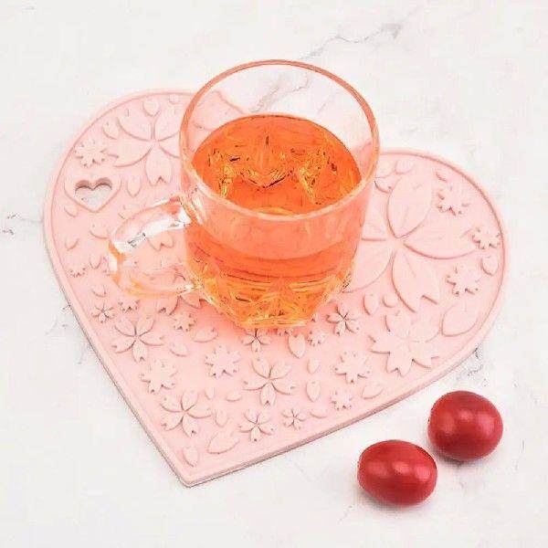 Non-slip Coaster Table Decoration Heart-shaped Silicone