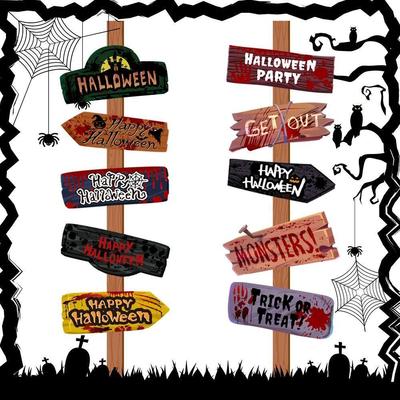 1set Halloween Party decor Welcome Sign Halloween Scary Them