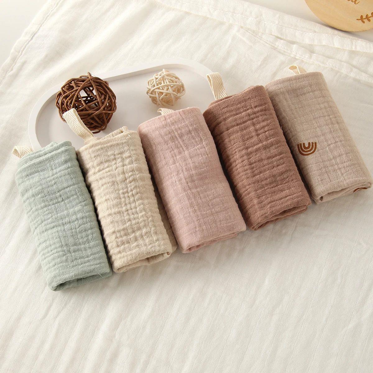5Pcs Baby Cotton Washcloth Newborn Burp Cloth Square Towels
