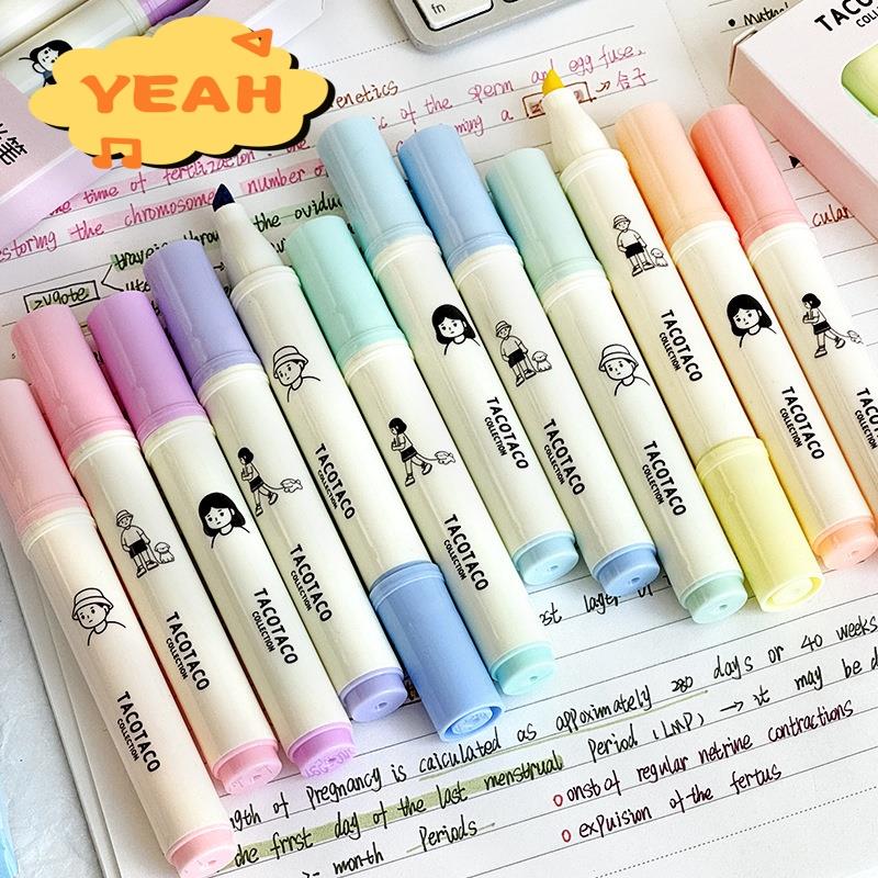 Color highlighter a set of4color marker pens荧光笔按动笔