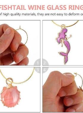 18 Pcs Glass Ring Rings Charms Tags Identify Label Decors