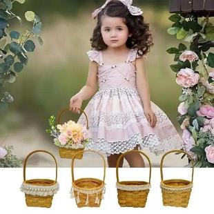 Arrangement Woven Basket Girl Small Flower