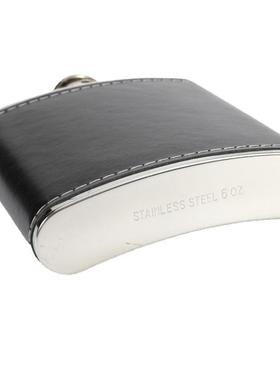 Mini 6oz Pu Leather Wrapped Metal Whisky Flagon Gloss Stainl