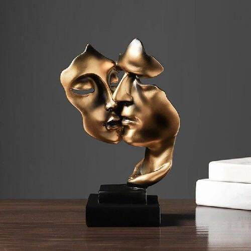 ABKO-Sculpture Home Decor Mask Gold Statue Face Modern