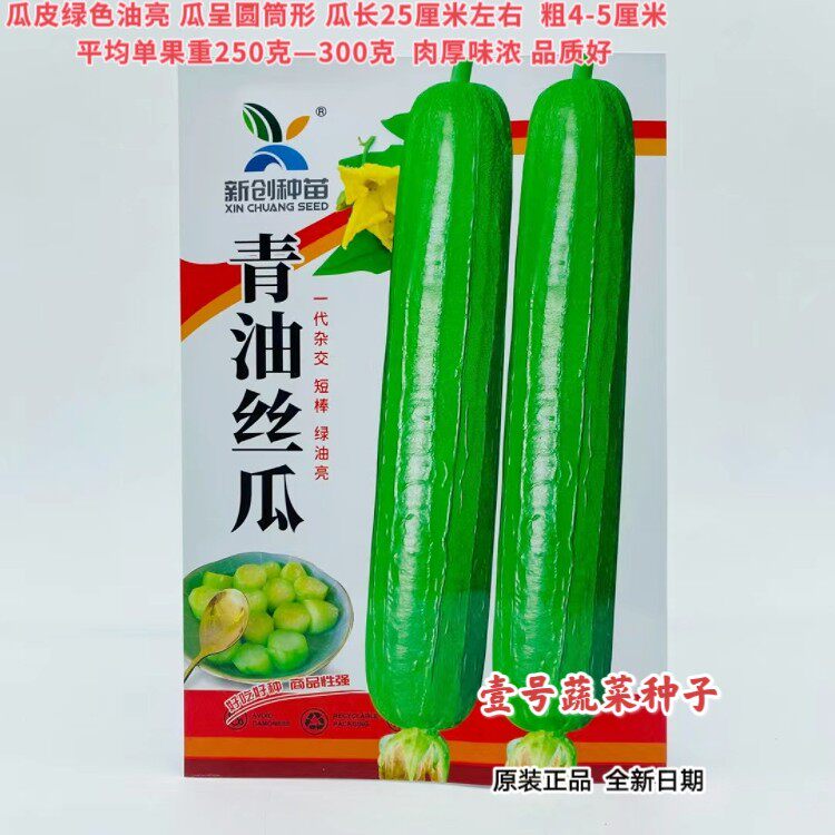 新创青油丝瓜种子早熟杂交短棒型肉厚皮绿油亮春播耐热丝瓜蔬菜籽