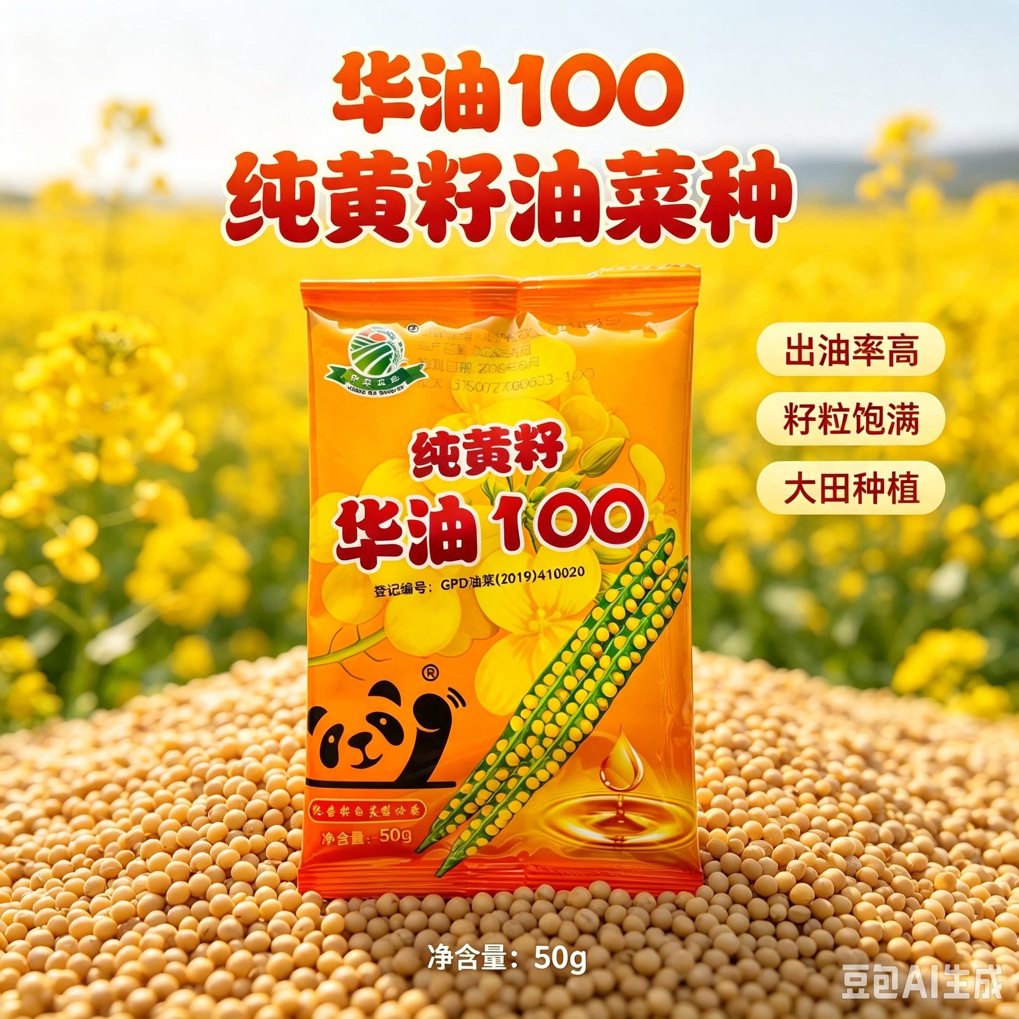 华油100油菜种子纯黄籽杂交白菜型耐菌核病耐寒出油高油菜种子籽