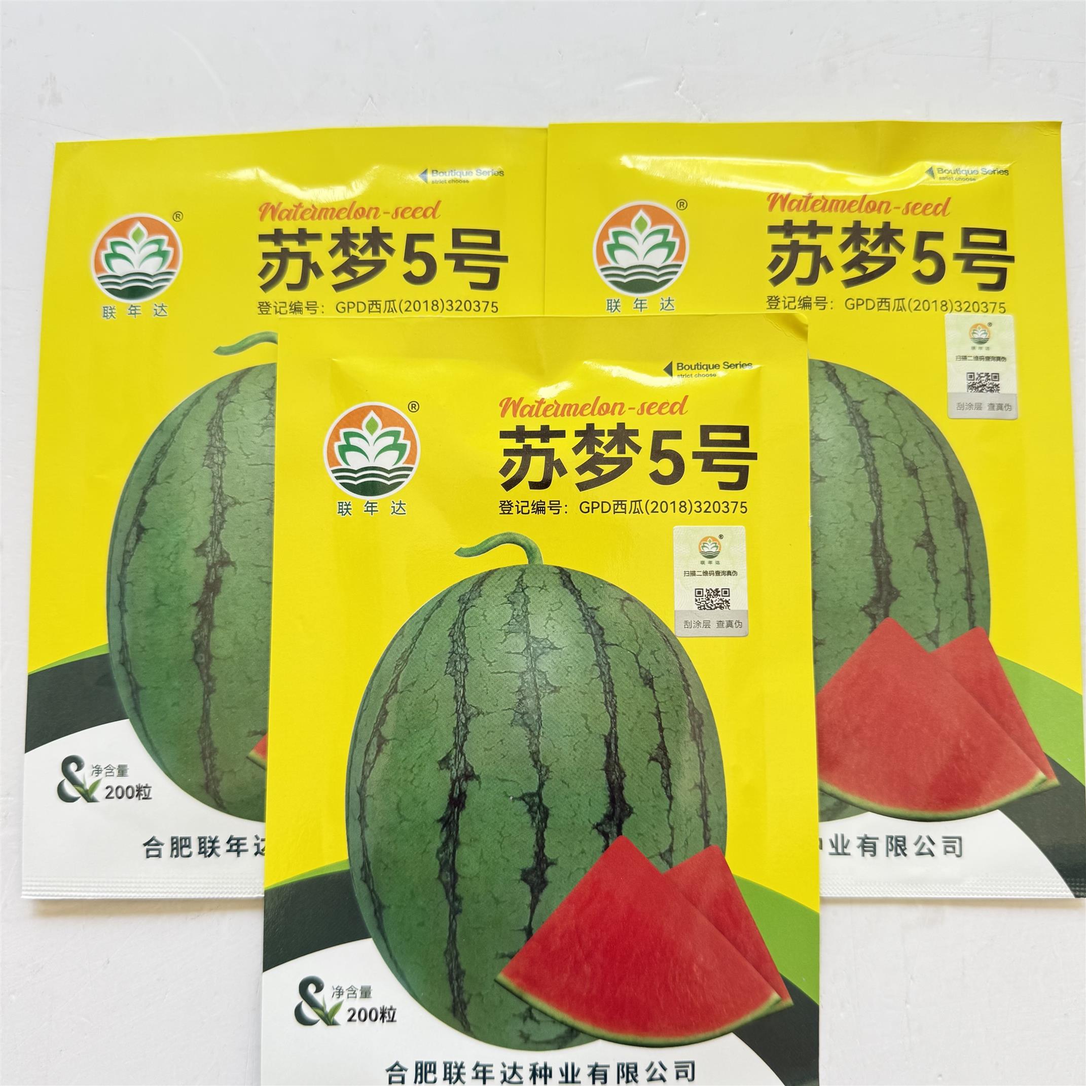苏梦5号西瓜种子早熟小果礼品花皮大红瓤水果椭圆西瓜种籽