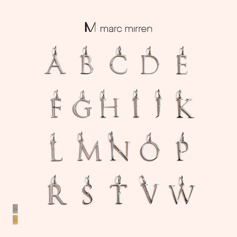 marc mirren银色立体字母吊坠百搭朋克潮流个性情侣挂坠不含链