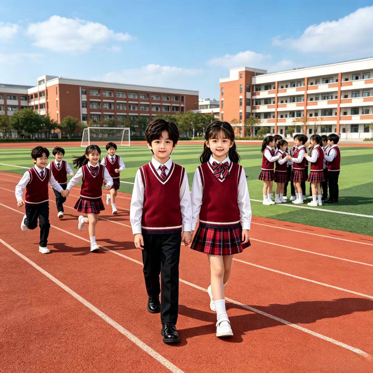 中小学生诗朗诵合唱服礼服英伦风班服校服园服马甲套装儿童演出服