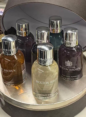 MoltonBrown摩顿布朗沐浴露香水男女沉香金箔圆筒礼盒 50ml*6