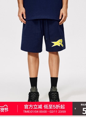 RASS撞色星星针织短裤卫裤国潮牌潮流夏季直筒宽松抽绳休闲五分裤