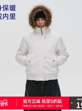 RASS修身毛绒内里连帽棉服 潮牌冬季美式设计感保暖抗寒棉衣外套