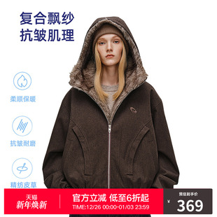 抗寒保暖拉链棉衣外套 新款 RASS基础座山雕连帽毛圈棉服 潮牌冬季