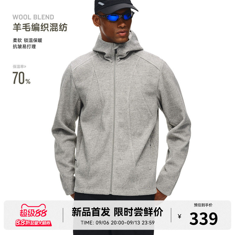 RASS羊毛保暖毛呢结构冲锋衣 春秋防风休闲运动情侣连帽夹克外套图片