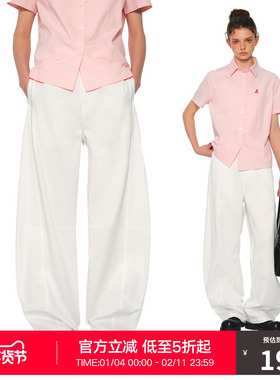 RASS弯刀廓形质感工装裤 夏季国潮牌潮流宽松阔腿休闲白色长裤子
