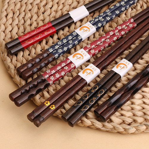 日式和风木质天然尖头筷子家用