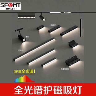 圣火马丁轨道磁吸灯嵌入式全光谱护眼客厅商用射灯简约磁吸轨道灯