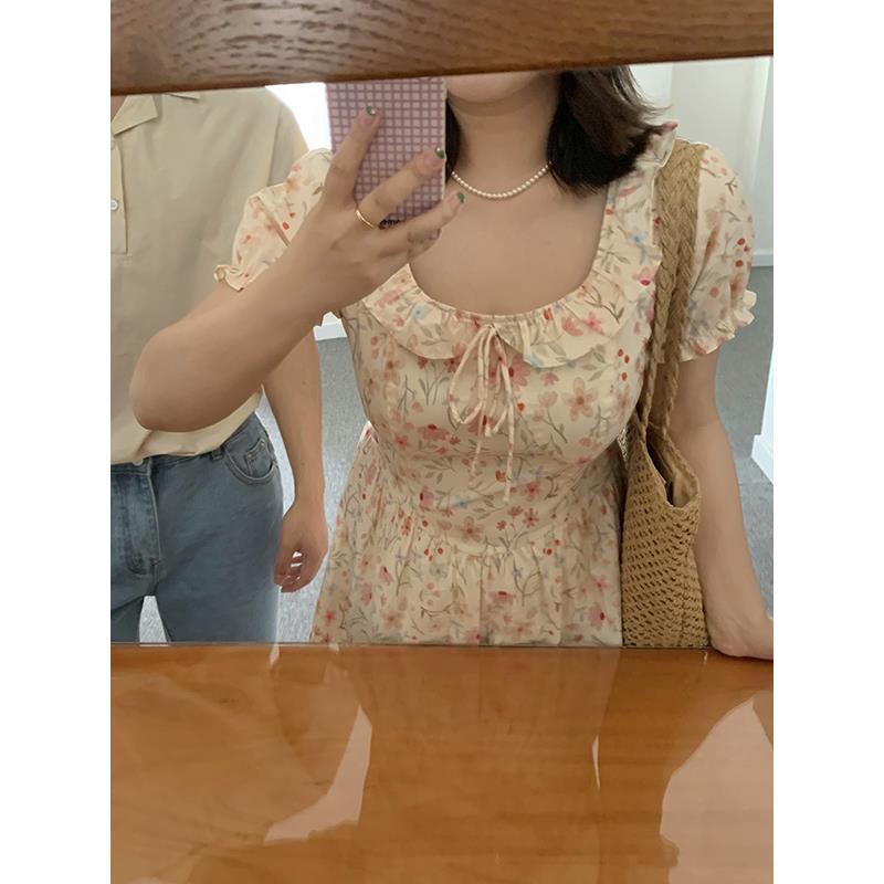 山山屿你【春意浪漫】微胖女孩穿搭法式连衣裙女夏大码收腰长裙子