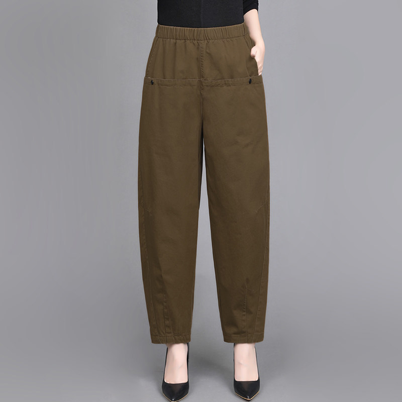 2025时尚潮流纯棉休闲裤个性拼接胖MM显瘦高腰简约窄版宽松哈伦裤,女装/女士精品,休闲裤,淘宝优惠券,粉丝福利购,淘宝优惠卷