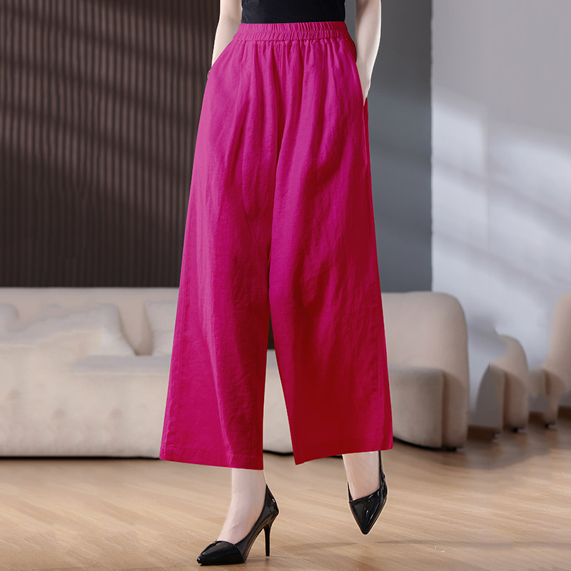 2025春夏新款文艺复古纯色亚麻薄款休闲裤女士宽松裙裤百搭阔腿裤,女装/女士精品,休闲裤,淘宝优惠券,粉丝福利购,淘宝优惠卷