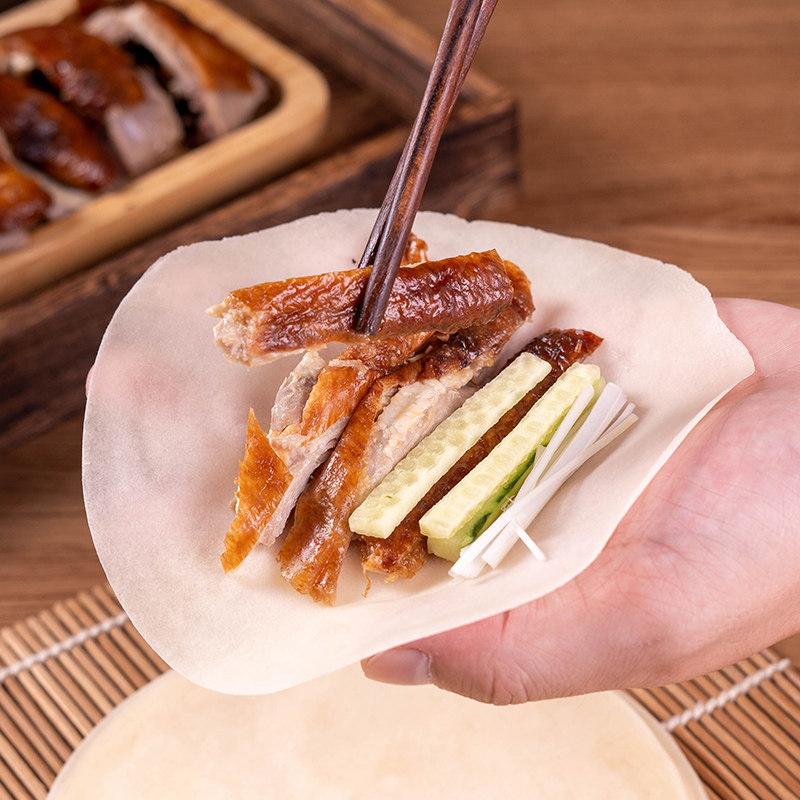 粮觅北京烤鸭卷饼皮春饼手工面皮即食薄饼筋饼烙馍京酱肉丝商用 - 实物图