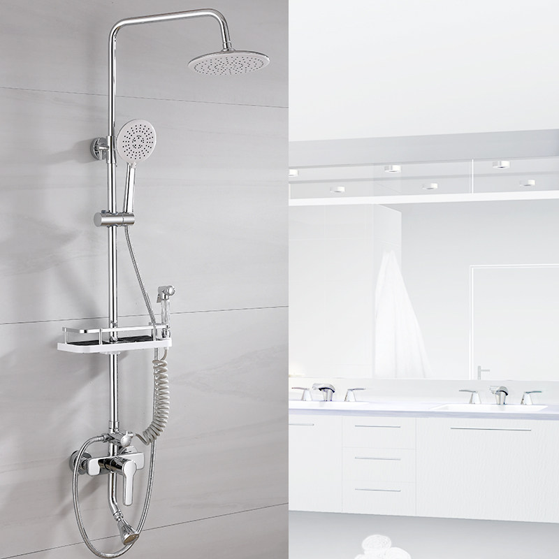 唯点尚淋浴花洒套装家用全铜增压沐浴五金淋雨喷头套装冷热淋浴杆