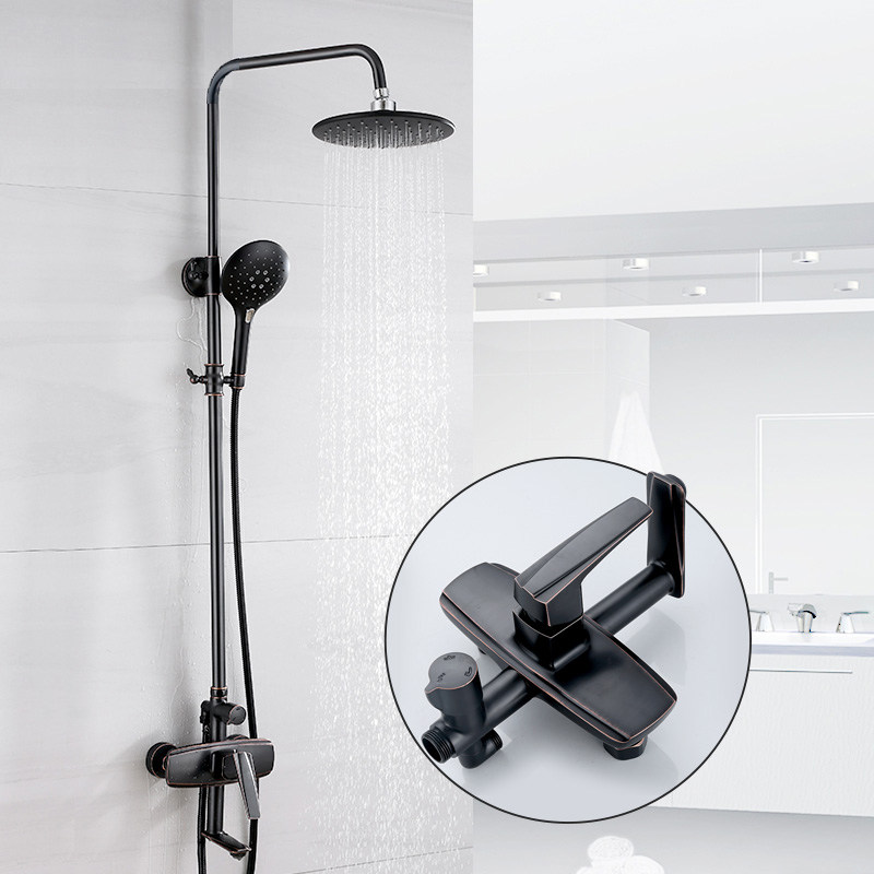 唯点尚淋浴花洒套装五金黑色花洒套装全铜龙头淋浴器家用淋雨喷头